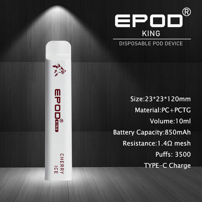 Жидкость короля 10ml EPOD внутри устранимой сигареты 850mAh никотина перезаряжаемые