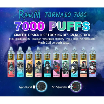 Соль никотина Vape 0 сигарет управлением 14ml e воздушного потока Rechargeble света RGB/2/3/5%