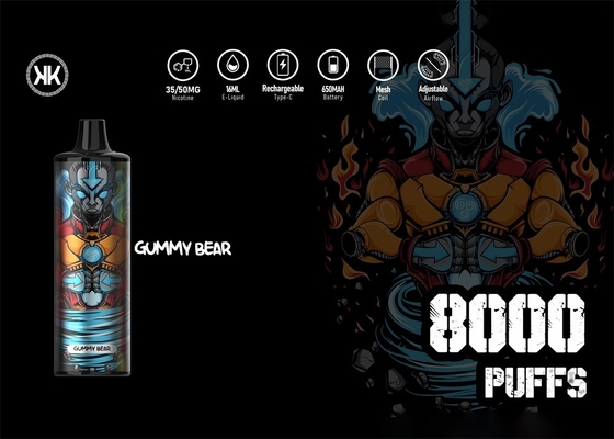 Перезаряжаемые 16ml 8000 энергия Макс прибора KK слоек 650mah устранимая Vape