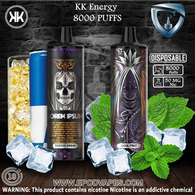 Батарея Vape 650mah сигарет слоек устранимая EPOD перезаряжаемые e Макс 8000 энергии KK