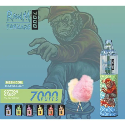 Fumot RandM Tornado 7000 Puffs Сочные мороженое Фруктовые ароматы Доступные сетка катушка 5% Никотиновая емкость одноразовый вейп