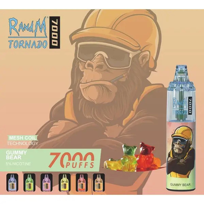 Fumot RandM Tornado 7000 Puffs Сочные мороженое Фруктовые ароматы Доступные сетка катушка 5% Никотиновая емкость одноразовый вейп