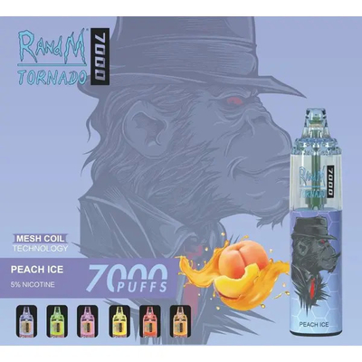 Fumot RandM Tornado 7000 Puffs Сочные мороженое Фруктовые ароматы Доступные сетка катушка 5% Никотиновая емкость одноразовый вейп