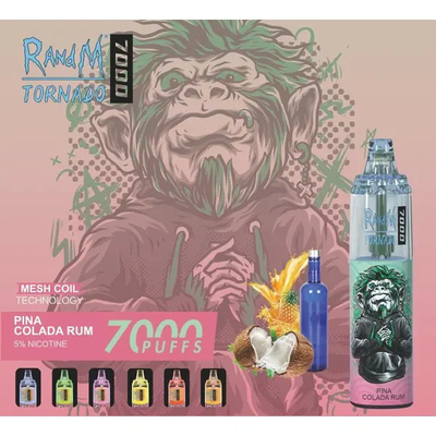 Fumot RandM Tornado 7000 Puffs Сочные мороженое Фруктовые ароматы Доступные сетка катушка 5% Никотиновая емкость одноразовый вейп