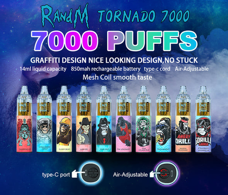 45 никотин вапоризатора 0/2/3/5% торнадо 14ML RandM ручки Vape вкусов устранимый наградной портативный