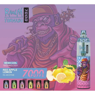 Fumot RandM Tornado 7000 Puffs Сочные мороженое Фруктовые ароматы Доступные сетка катушка 5% Никотиновая емкость одноразовый вейп