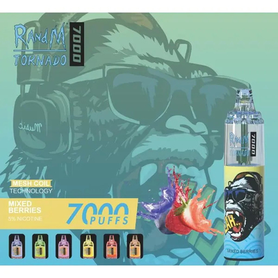 Гладкий вкус Fumot RandM Mesh Coil Tornado Vape 7000 Puffs Настройка воздуха