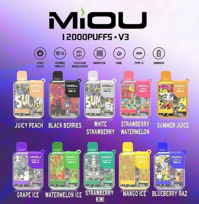 Горячая продажа Miou V3 20 ароматических одноразовых вейпов дисплей 12000 пуль никотина E сигареты вейп