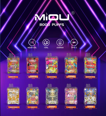 Miou Box E CIGS Mesh Coil 15ml E жидкий одноразовый вейп 8000 пушек 650mAh перезаряжаемый 10 вкусов