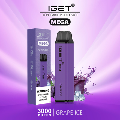 Слоек ручки IGET Vape изобретательного дизайна устранимые МЕГА 3000 8 вкусов опционных