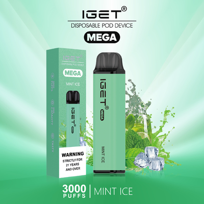 Слоек ручки IGET Vape изобретательного дизайна устранимые МЕГА 3000 8 вкусов опционных