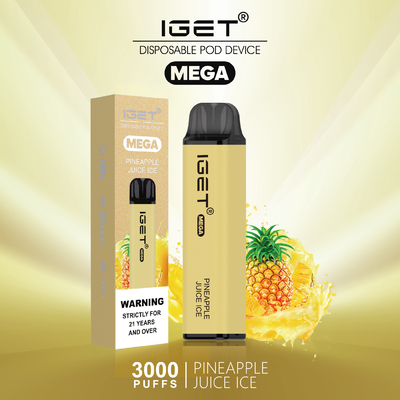 Слоек ручки IGET Vape изобретательного дизайна устранимые МЕГА 3000 8 вкусов опционных