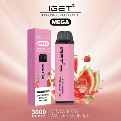 Слоек ручки IGET Vape изобретательного дизайна устранимые МЕГА 3000 8 вкусов опционных