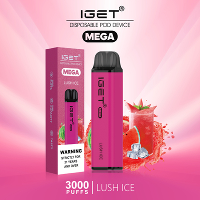 Слоек ручки IGET Vape изобретательного дизайна устранимые МЕГА 3000 8 вкусов опционных