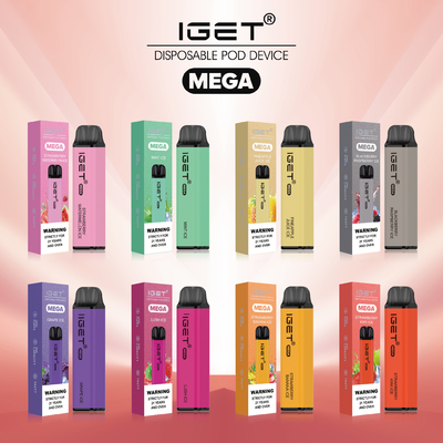 Слоек ручки IGET Vape изобретательного дизайна устранимые МЕГА 3000 8 вкусов опционных
