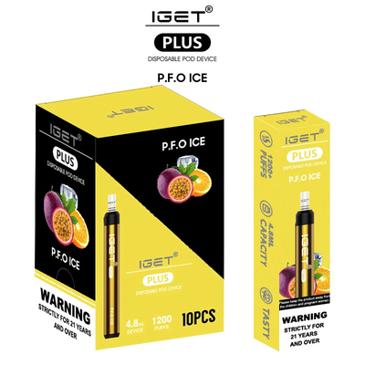 Наградные качественные устранимые электронные слойки 4.8ml Iget ручки 1200 сигареты плюс устранимое Vape