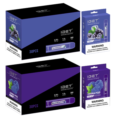 Быстрое грузя IGET JANNA упаковывая оптом ручку vape 100% первоначальную в запасе