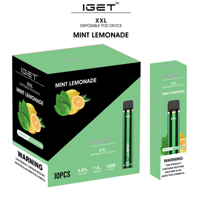 1800 сигарета стручка e вапоризатора слоек 7ml XXL IGET Vape устранимая