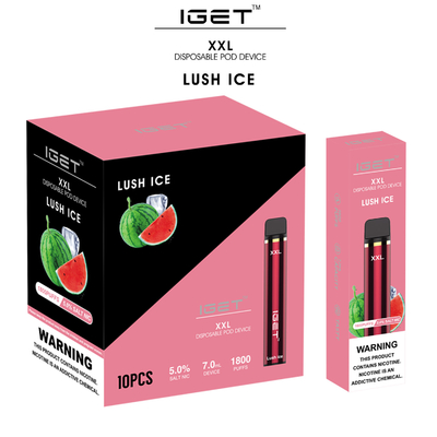 1800 сигарета стручка e вапоризатора слоек 7ml XXL IGET Vape устранимая
