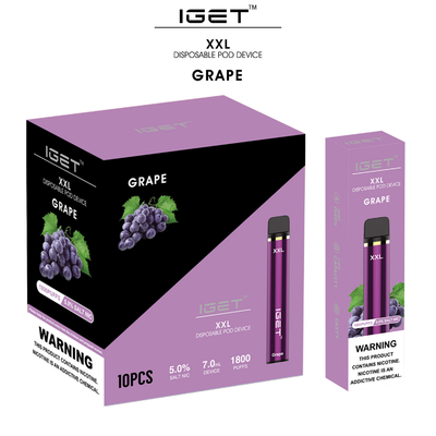 Стручок Vape подлинной слойки Iget 1800 портативный, ручка вапоризатора 7ml XXL куря