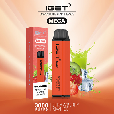 8 цветов охлаждают слоек Vape IGET соли Nic мяты устранимые МЕГА 3000