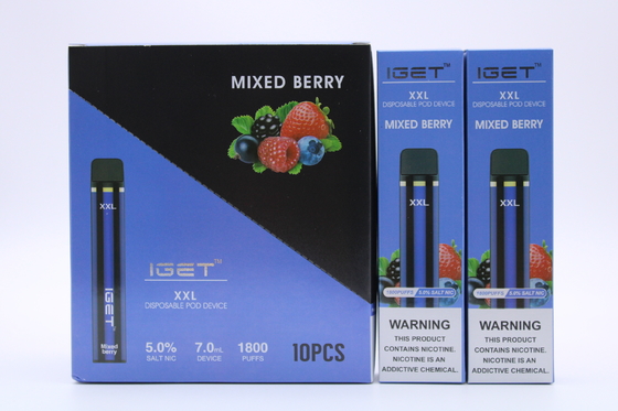Первоначальное Iget XXL 1800 сопит устранимые сигареты стручка батарея 2.4ml прибора 950mAh Prefilled ручка Vape патрона