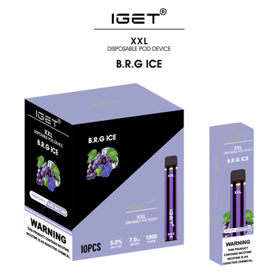 Устранимые вкусов XXL 1800f 7.0ml IGET Vape устранимые 30 курят ручку