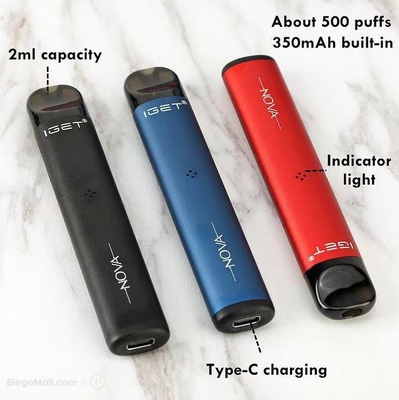 Никотин перезаряженный стручком батареи 500Puffs 6% Новы 100% первоначальным IGET меняемым Vape
