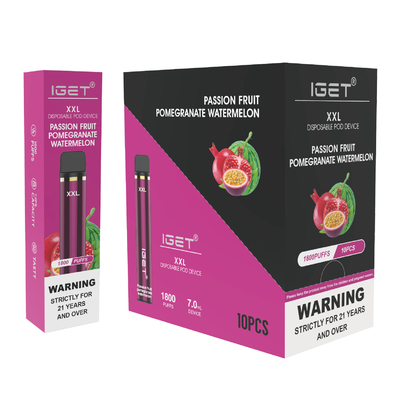 Первоначальное IGET XXL 1800 сопит устранимый никотин 950mah ручки 7ml 5% vape