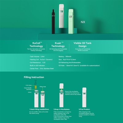 Катушка лидирующей изготовленной на заказ сразу емкости 2ml ручки vape стручка надувательства CBD устранимой видимой керамическая